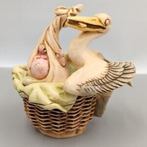 Vintage Harmony Kingdom Stork And Baby Special Delivery Figurine 1999